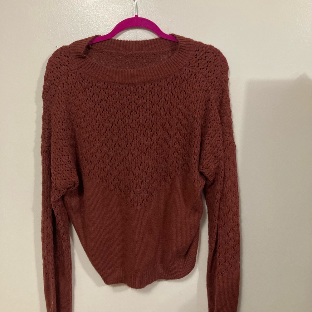 Never Been Worn Orange Pointelle Dolman Knit Sleeve Sweater